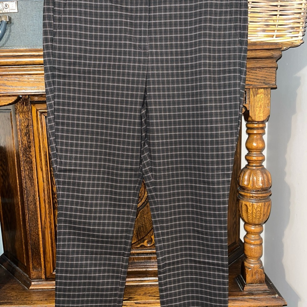 LOFT brown high waist  Windowpane Skinny Pants size 14